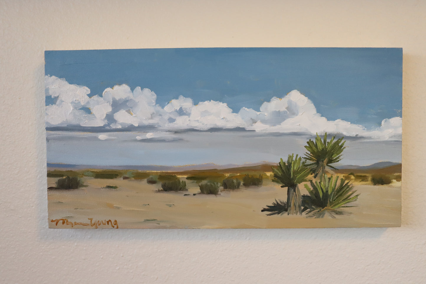 Wide Open Desert with Yuccas Original Oil Painting