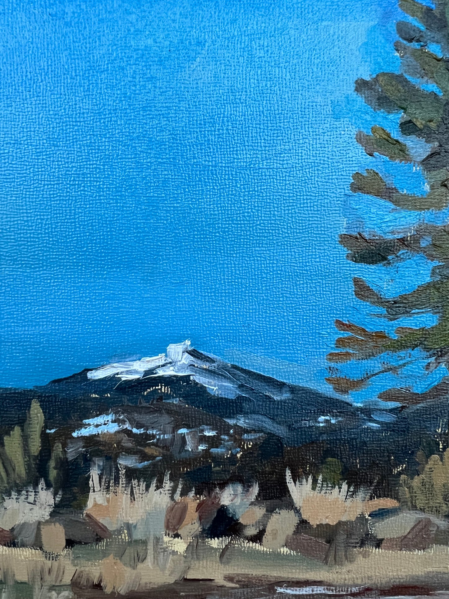 Winter Plein Air Painting of Mt.Ashland from the Old Siskiyou Summit