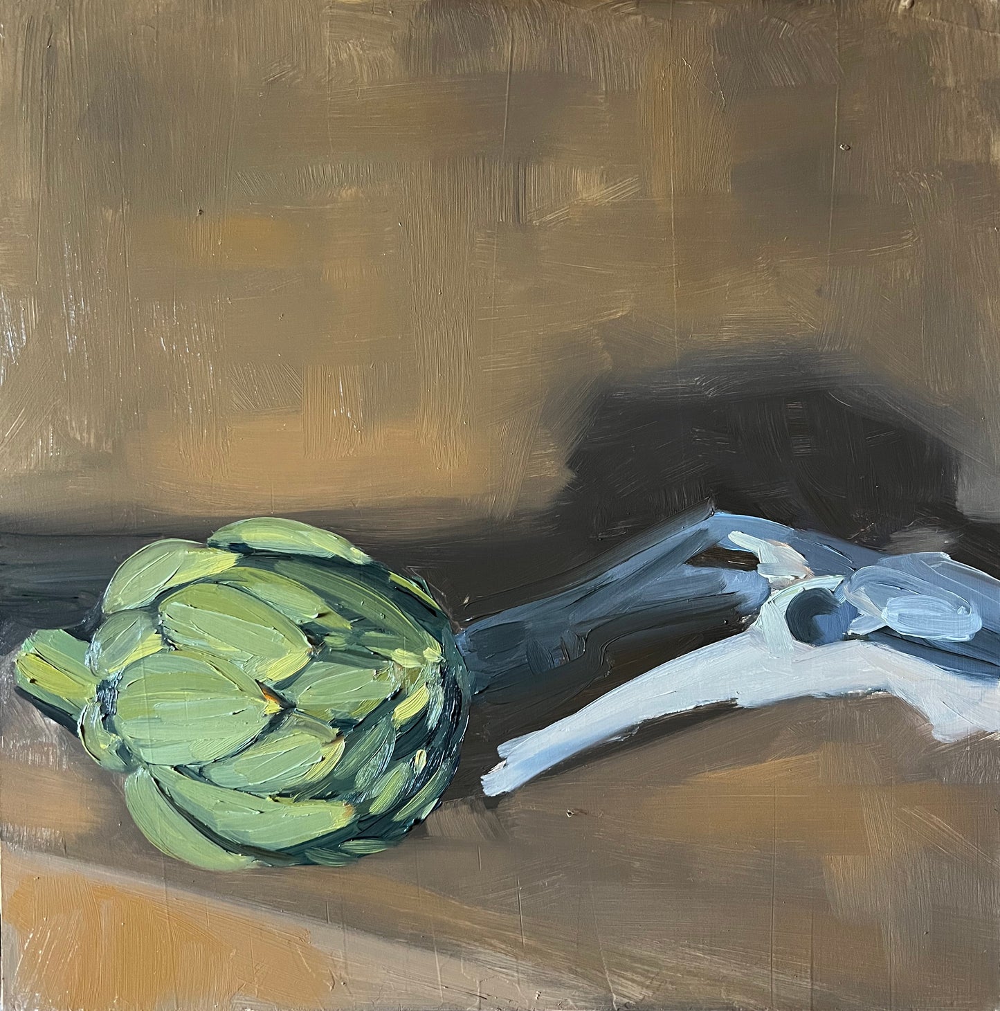 Artichoke and Bobcat Pelvis Still Life Original Oil Painting