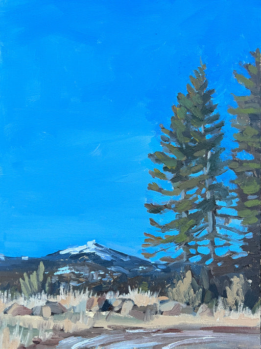 Winter Plein Air Painting of Mt.Ashland from the Old Siskiyou Summit