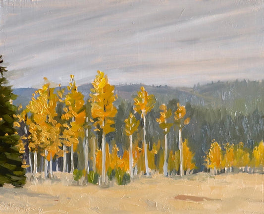 Aspen Grove at the Vesper Meadow - Original Plein Air Oil Painting