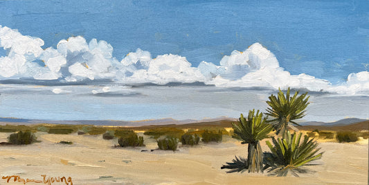 Wide Open Desert with Yuccas Original Oil Painting